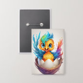 かわいいカラフルベビーフェニックスハッチング 缶バッジ (正面/裏面)
