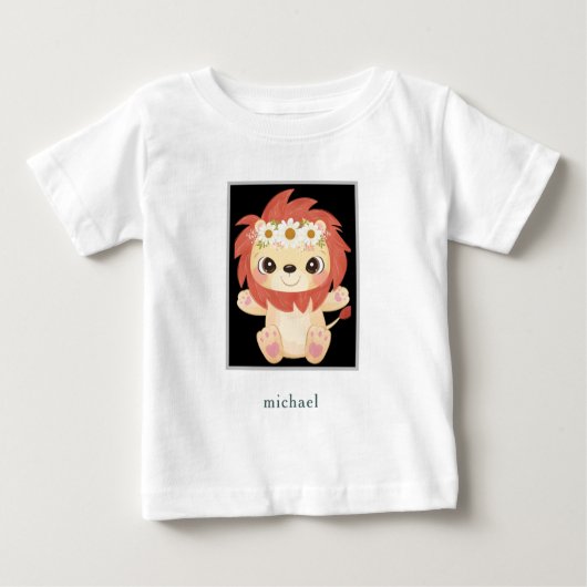 かわいいカラフルベビーライオンTシャツ ベビーTシャツ (正面)