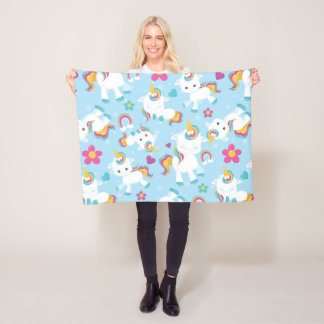 かわいいカラフルベビー一角獣 フリースブランケット