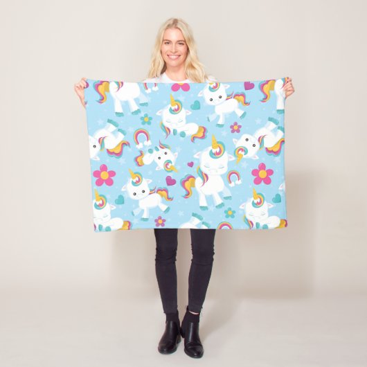 かわいいカラフルベビー一角獣 フリースブランケット (インサイチュ)