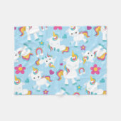 かわいいカラフルベビー一角獣 フリースブランケット (正面(横))