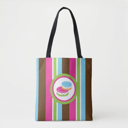 かわいいカラフルベーカリーマカロンおもしろい トートバッグ (正面)