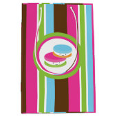 かわいいカラフルベーカリーマカロンおもしろい ミディアムペーパーバッグ (正面)