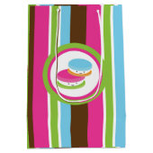 かわいいカラフルベーカリーマカロンおもしろい ミディアムペーパーバッグ (裏面)