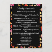 かわいいカラフルベーカリー、シェフ、ケータリング、ペストリーメーカー メニュー (裏面)