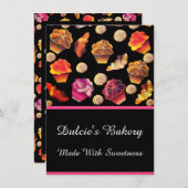 かわいいカラフルベーカリー、シェフ、ケータリング、ペストリーメーカー メニュー (正面/裏面)