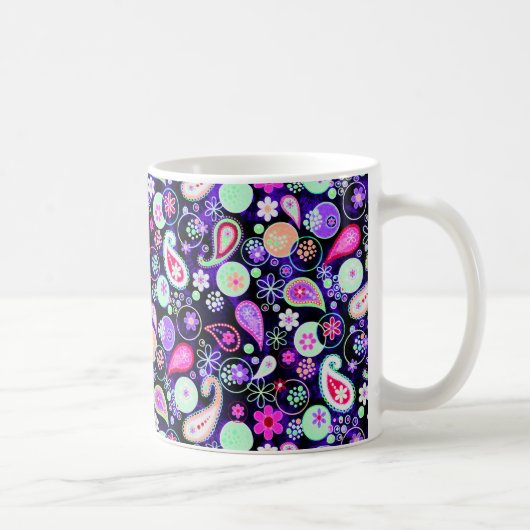 かわいいカラフルペイズリーパターン コーヒーマグカップ (右)