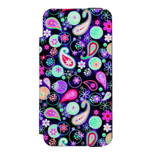 かわいいカラフルペイズリーパターン iPhone SE/5/5sウォレットケース