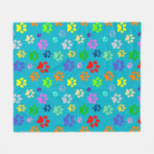 かわいいカラフルペットの手の柄 フリースブランケット (正面(横))