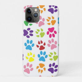 かわいいカラフルペットの足あとプリントパターン iPhone 11 PROケース