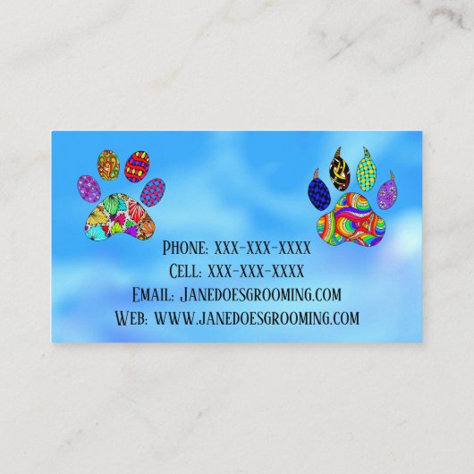 かわいいカラフルペットグルーミング名刺 名刺 (裏面)