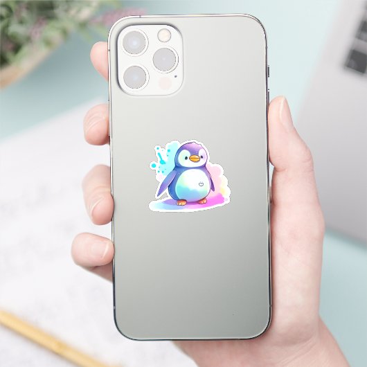 かわいいカラフルペンギンの水彩画シール シール (スマートフォン)