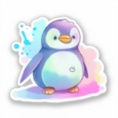 かわいいカラフルペンギンの水彩画シール シール (正面)