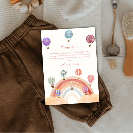 かわいいカラフルホットエアバルーン虹の赤ちゃんシャワー サンキューカード