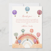 かわいいカラフルホットエアバルーン虹の赤ちゃんシャワー サンキューカード (正面)