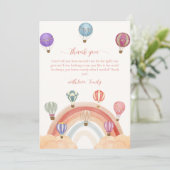 かわいいカラフルホットエアバルーン虹の赤ちゃんシャワー サンキューカード (スタンド正面)