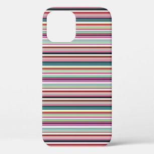 かわいいカラフルホワイトストライプ iPhone 12 PROケース