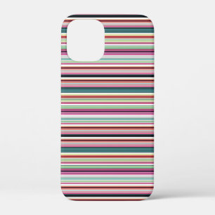 かわいいカラフルホワイトストライプ iPhone 12 MINI ケース