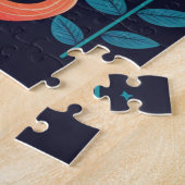 かわいいカラフルボホ猫と花 ジグソーパズル (側面)