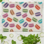 かわいいカラフルマカロンパターンと水玉模様 キッチンタオル (折り畳み)