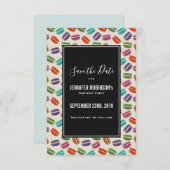 かわいいカラフルマカロンパターンと水玉模様 セーブザデート (正面/裏面)