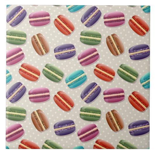 かわいいカラフルマカロンパターンと水玉模様 タイル (正面)