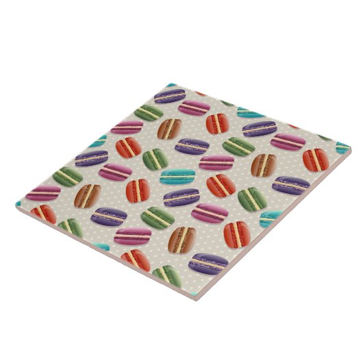 かわいいカラフルマカロンパターンと水玉模様 タイル (側面)