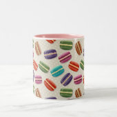 かわいいカラフルマカロンパターンと水玉模様 ツートーンマグカップ (中央)