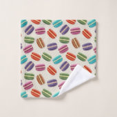 かわいいカラフルマカロンパターンと水玉模様 バスタオルセット (ウォッシュタオル)