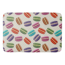 かわいいカラフルマカロンパターンと水玉模様 バスマット