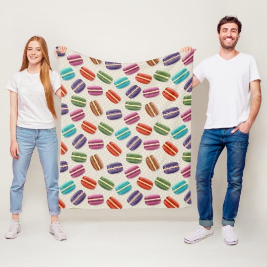 かわいいカラフルマカロンパターンと水玉模様 フリースブランケット (インサイチュ)