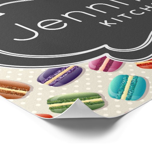 かわいいカラフルマカロンパターンと水玉模様 ポスター (角)