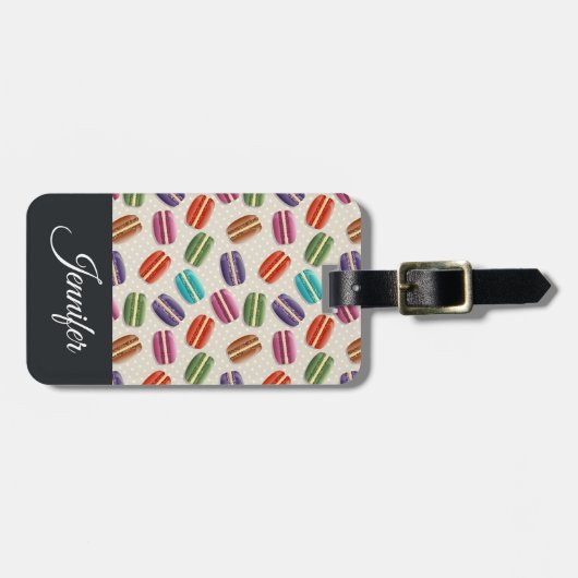 かわいいカラフルマカロンパターンと水玉模様 ラゲッジタグ (正面横)