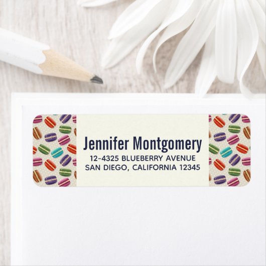 かわいいカラフルマカロンパターンと水玉模様 ラベル (インサイチュ)