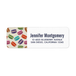 かわいいカラフルマカロンパターンと水玉模様 ラベル