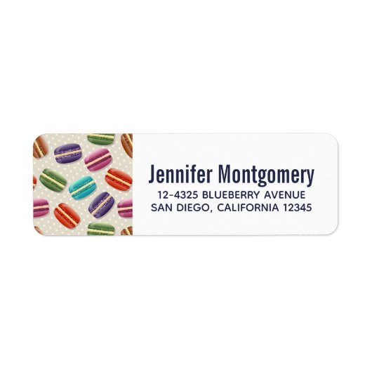 かわいいカラフルマカロンパターンと水玉模様 ラベル (正面)