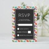 かわいいカラフルマカロンパターンと水玉模様 出欠カード (スタンド正面)