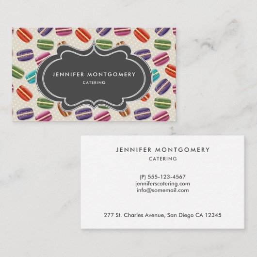 かわいいカラフルマカロンパターンと水玉模様 名刺 (正面/裏面)
