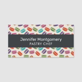 かわいいカラフルマカロンパターンと水玉模様 名札