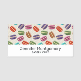 かわいいカラフルマカロンパターンと水玉模様 名札
