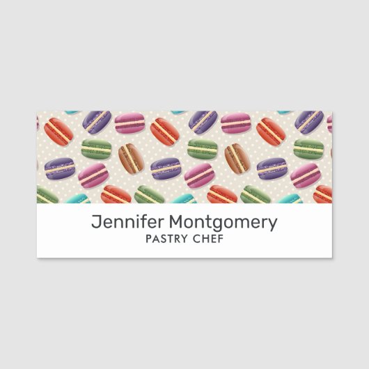 かわいいカラフルマカロンパターンと水玉模様 名札 (正面)