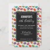 かわいいカラフルマカロンパターン誕生日 招待状 (正面)