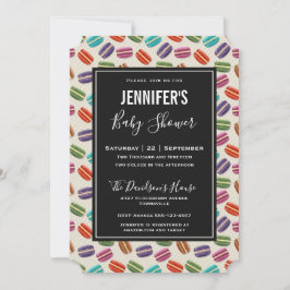 かわいいカラフルマカロンパターン赤ちゃんシャワー 招待状