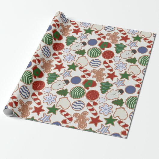 かわいいカラフルマンガのクリスマスシュガークッキー ラッピングペーパー (アンロールド)