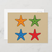 かわいいカラフルマンガのヒトデ シーズンポストカード (正面/裏面)