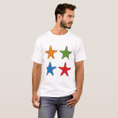 かわいいカラフルマンガのヒトデ Tシャツ (正面フル)