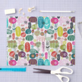 かわいいカラフルマンガの子どものような花柄 薄葉紙 (クラフト)