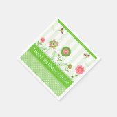 かわいいカラフルマンガの花と蝶 スタンダードカクテルナプキン (角)