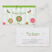 かわいいカラフルマンガの花と蝶 名刺 (正面/裏面)