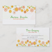 かわいいカラフルマンガの花 名刺 (正面/裏面)